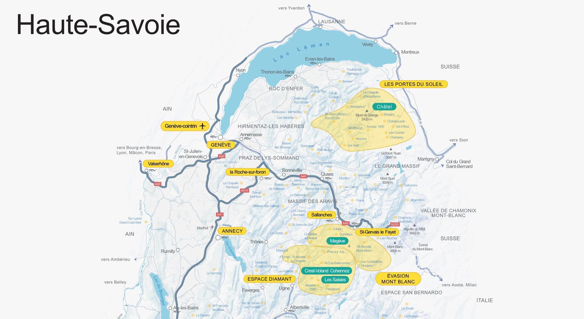 Carte de la Haute-Savoie et ses massifs principaux